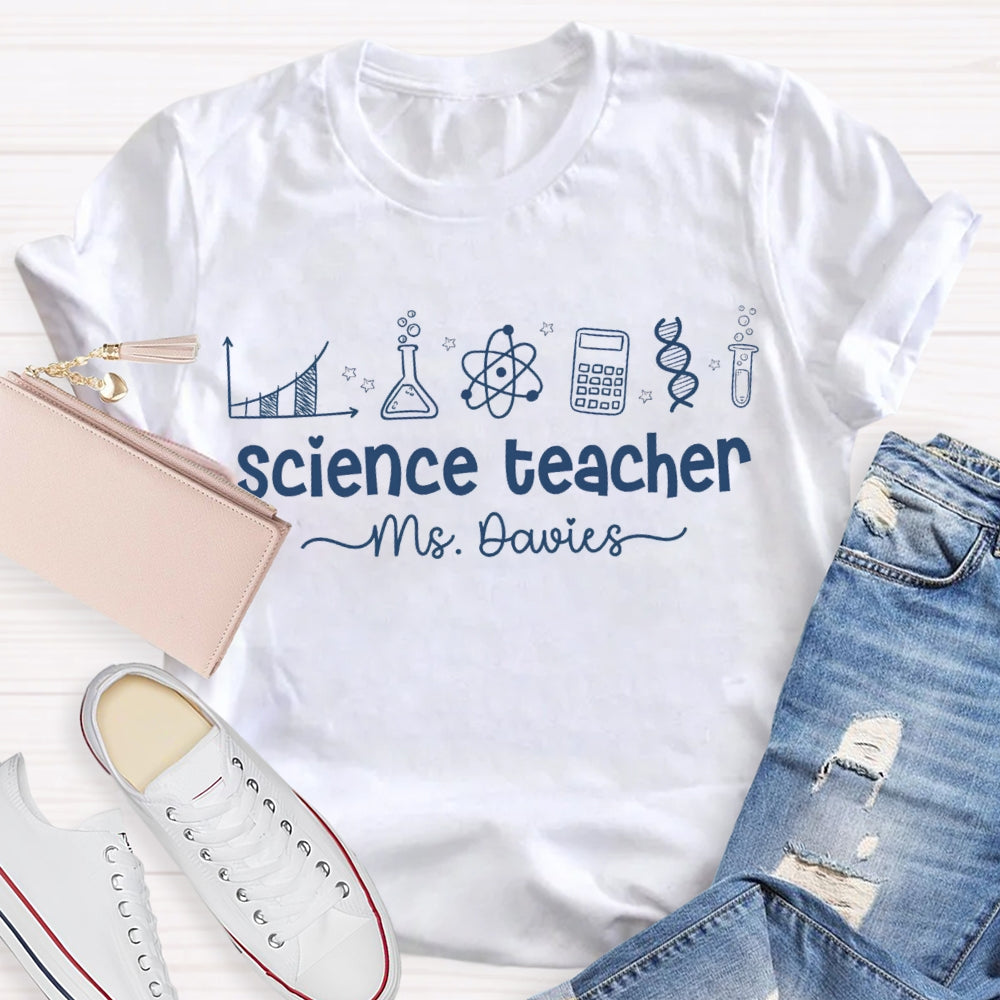 Personalized Name Experimental Equipment Science Teacher T-shirt