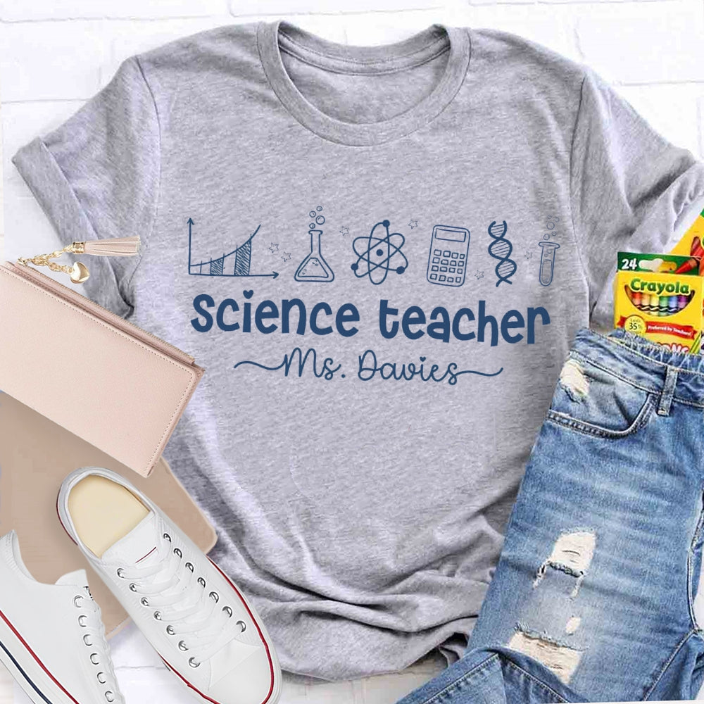 Personalized Name Experimental Equipment Science Teacher T-shirt