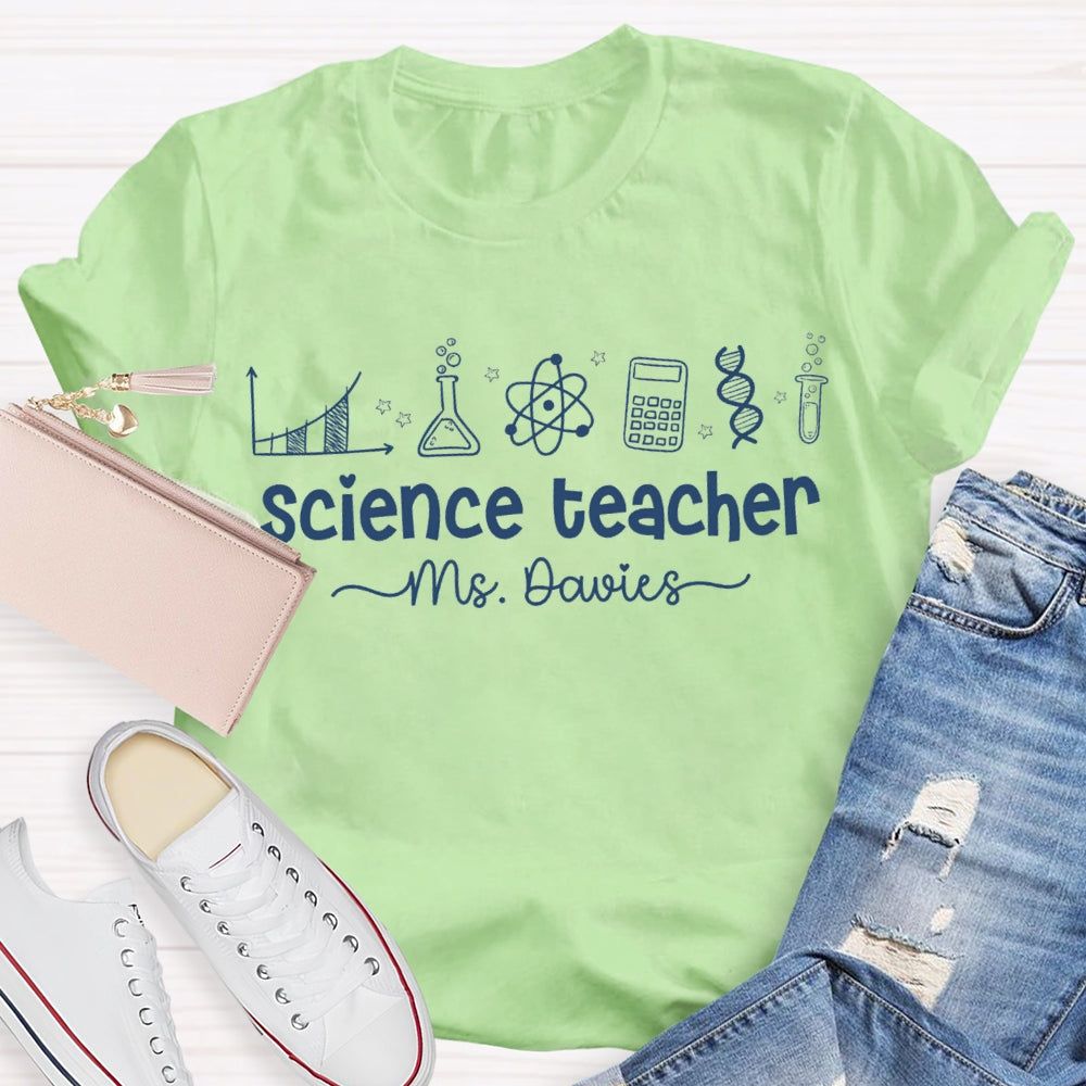 Personalized Name Experimental Equipment Science Teacher T-shirt