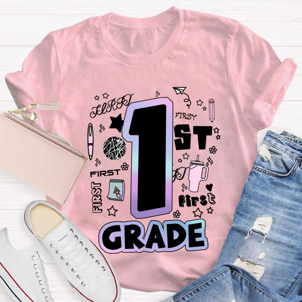 Personalized Grade First Grade Teacher Supplies T-shirt