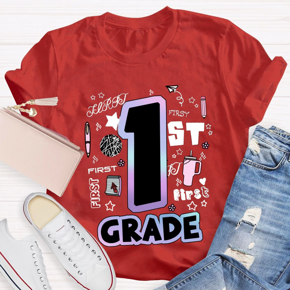 Personalized Grade First Grade Teacher Supplies T-shirt