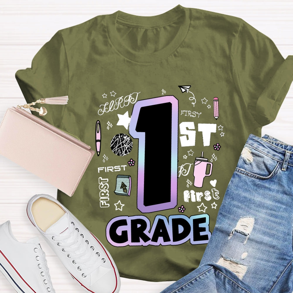 Personalized Grade First Grade Teacher Supplies T-shirt