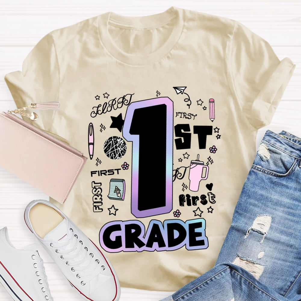 Personalized Grade First Grade Teacher Supplies T-shirt