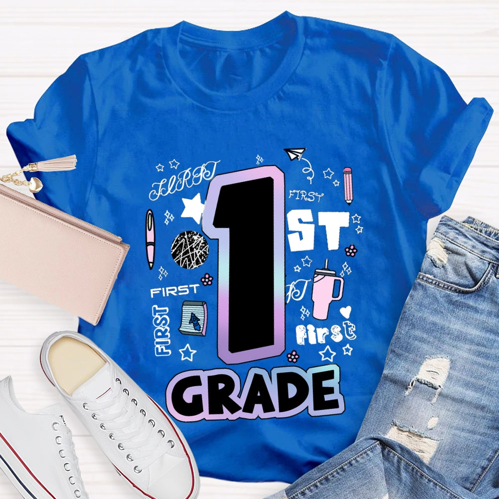 Personalized Grade First Grade Teacher Supplies T-shirt