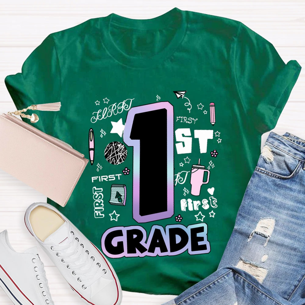 Personalized Grade First Grade Teacher Supplies T-shirt