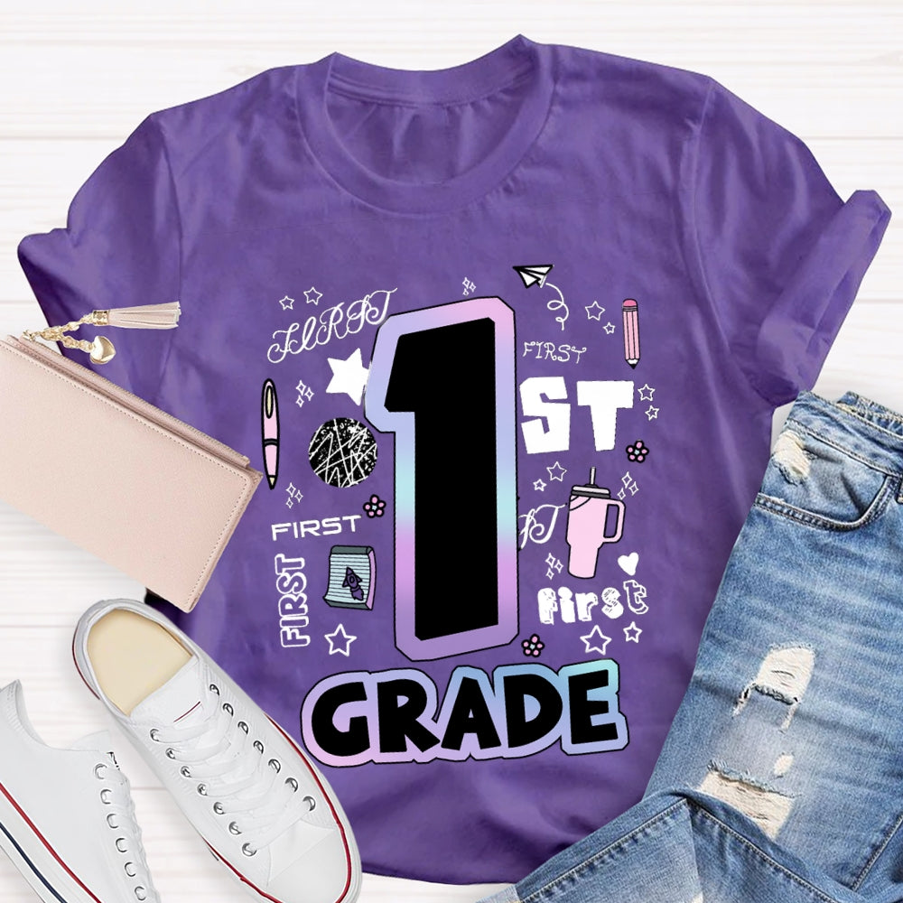 Personalized Grade First Grade Teacher Supplies T-shirt