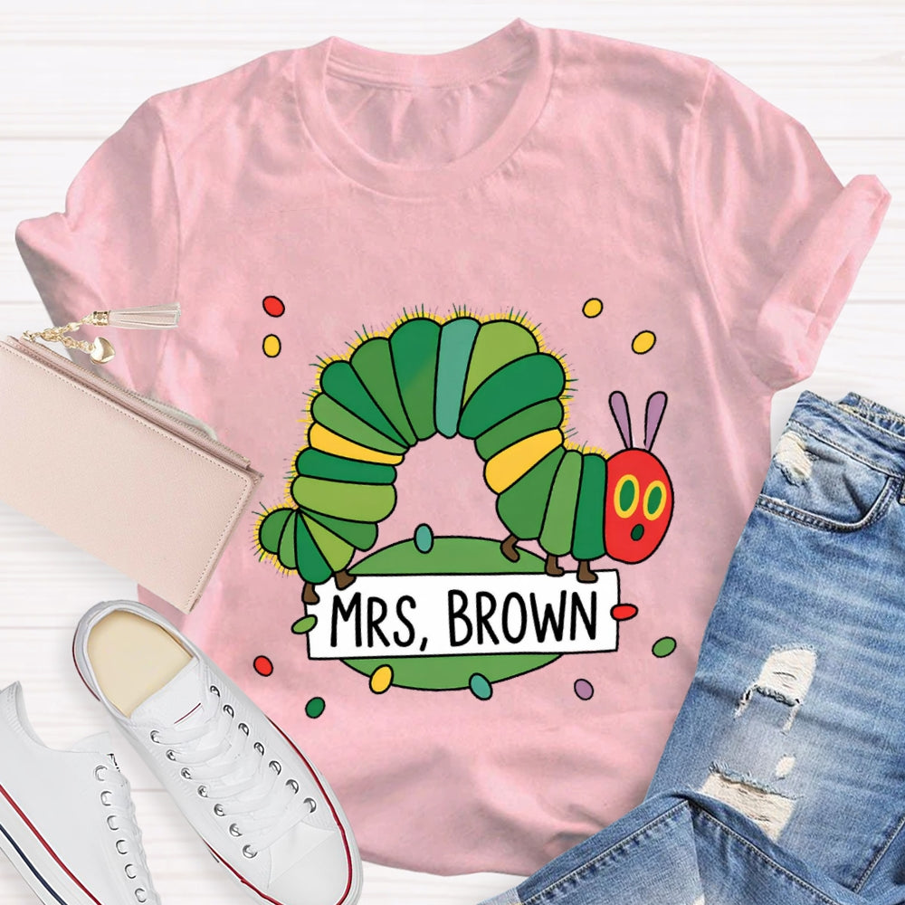 Personalized Name Caterpillar Exploring Knowledge T-Shirt