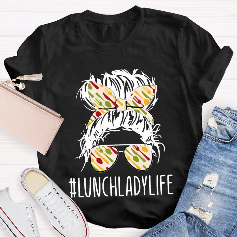 Lunch Lady Colorful Headband And Sunglasses T-shirt
