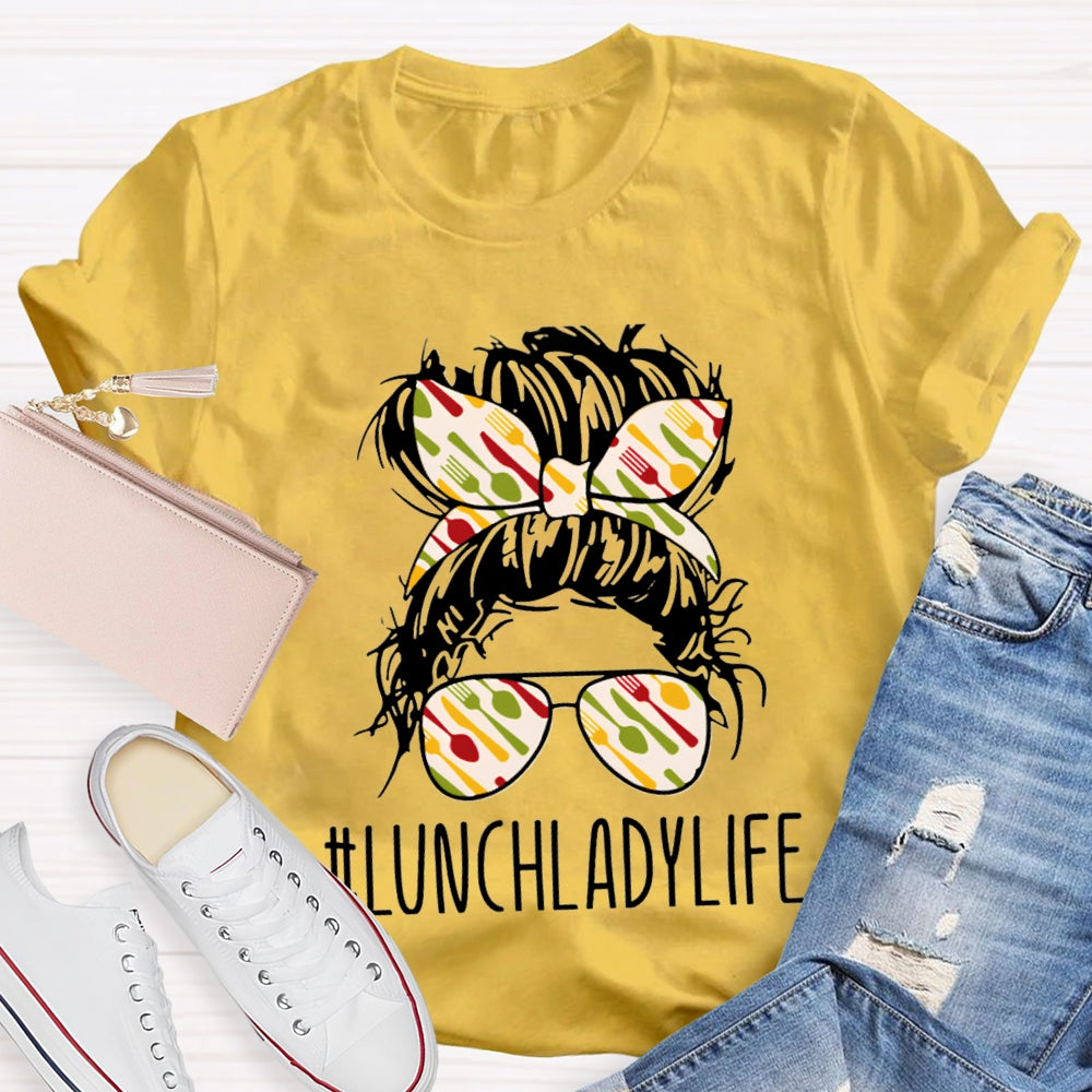 Lunch Lady Colorful Headband And Sunglasses T-shirt