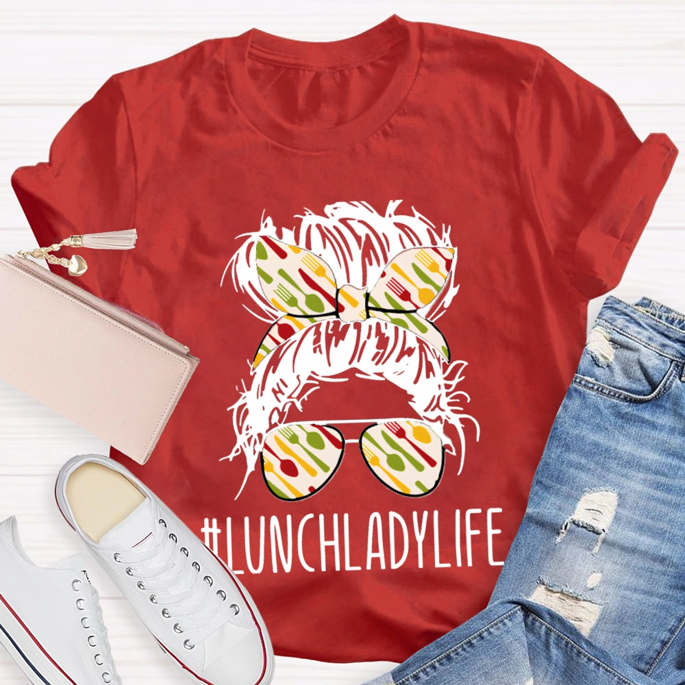 Lunch Lady Colorful Headband And Sunglasses T-shirt