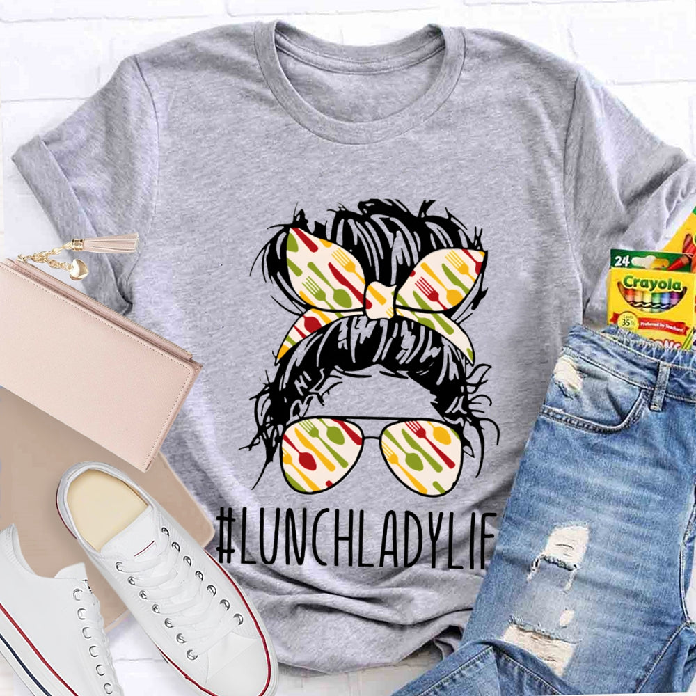 Lunch Lady Colorful Headband And Sunglasses T-shirt