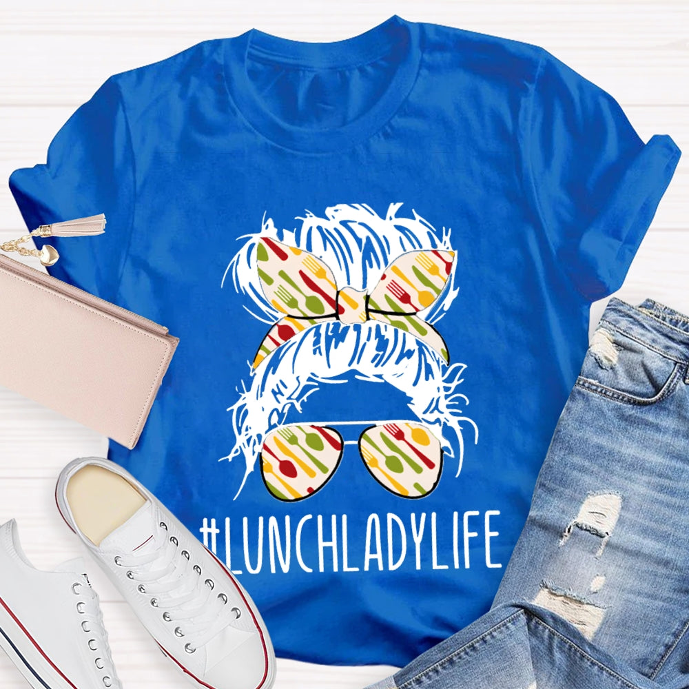 Lunch Lady Colorful Headband And Sunglasses T-shirt