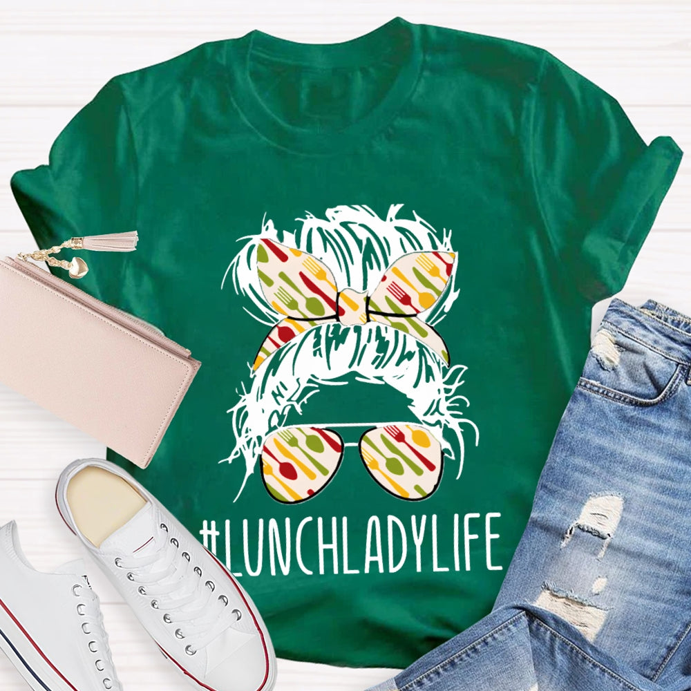 Lunch Lady Colorful Headband And Sunglasses T-shirt