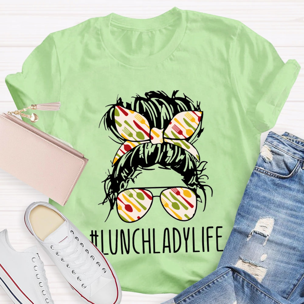 Lunch Lady Colorful Headband And Sunglasses T-shirt