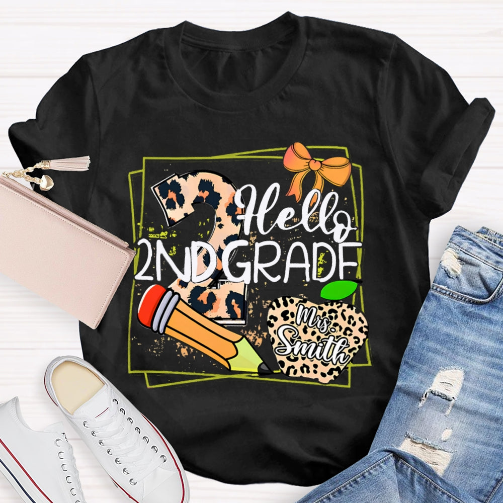 Personalized Grade And Name Leopard Print Apple Pencil T-Shirt