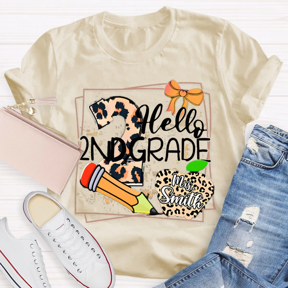 Personalized Grade And Name Leopard Print Apple Pencil T-Shirt