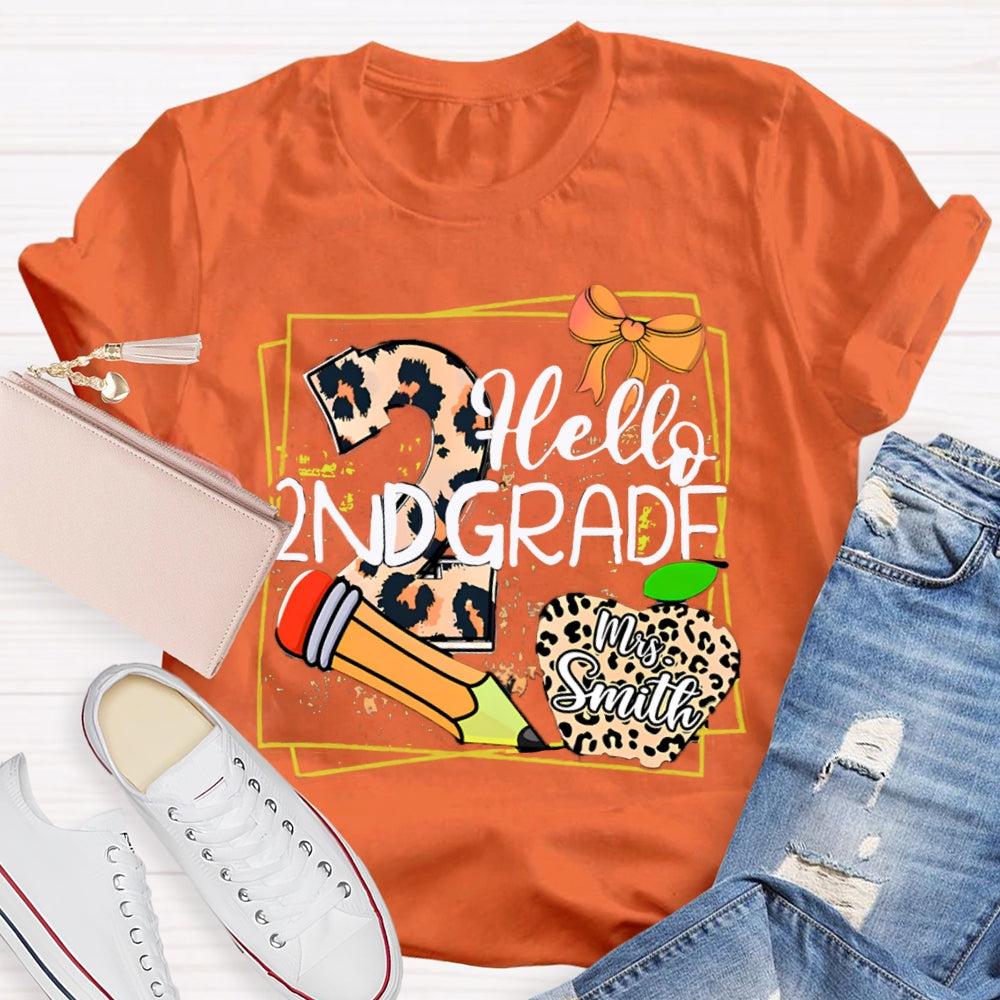Personalized Grade And Name Leopard Print Apple Pencil T-Shirt