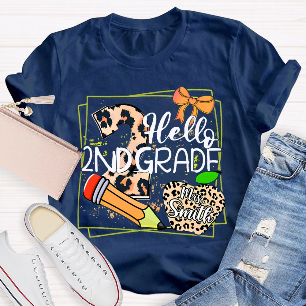 Personalized Grade And Name Leopard Print Apple Pencil T-Shirt