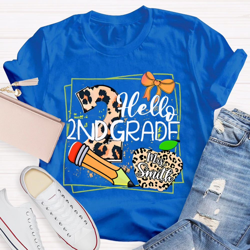 Personalized Grade And Name Leopard Print Apple Pencil T-Shirt