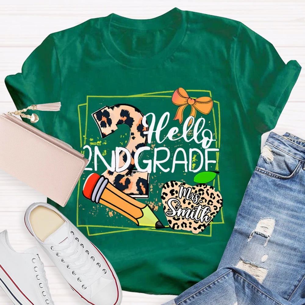 Personalized Grade And Name Leopard Print Apple Pencil T-Shirt