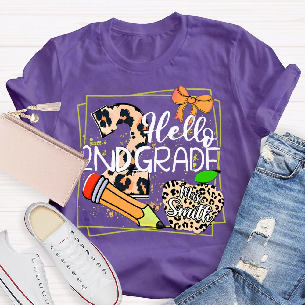 Personalized Grade And Name Leopard Print Apple Pencil T-Shirt