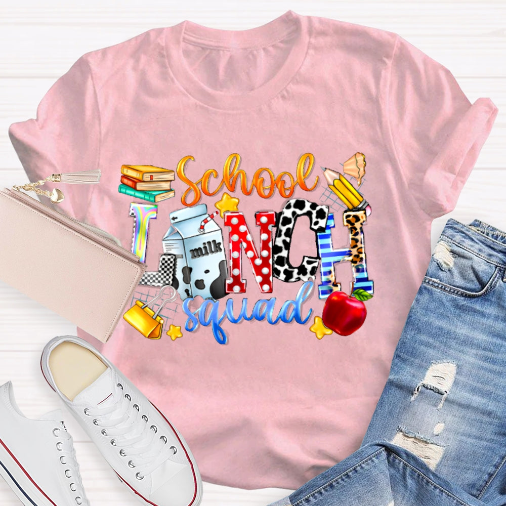 School Lunch Squad Colorful Letter Print T-shirt