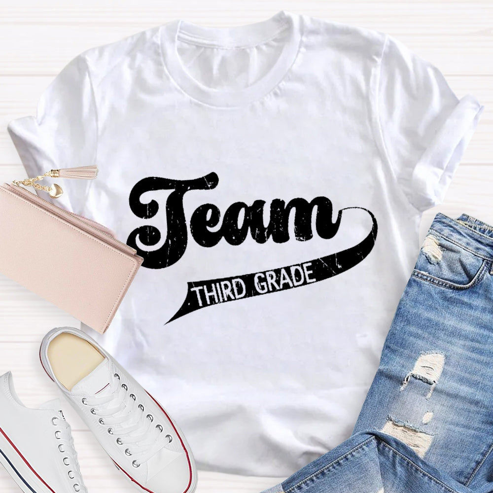 Personalized Grade Third Grade Team letter T-shirt
