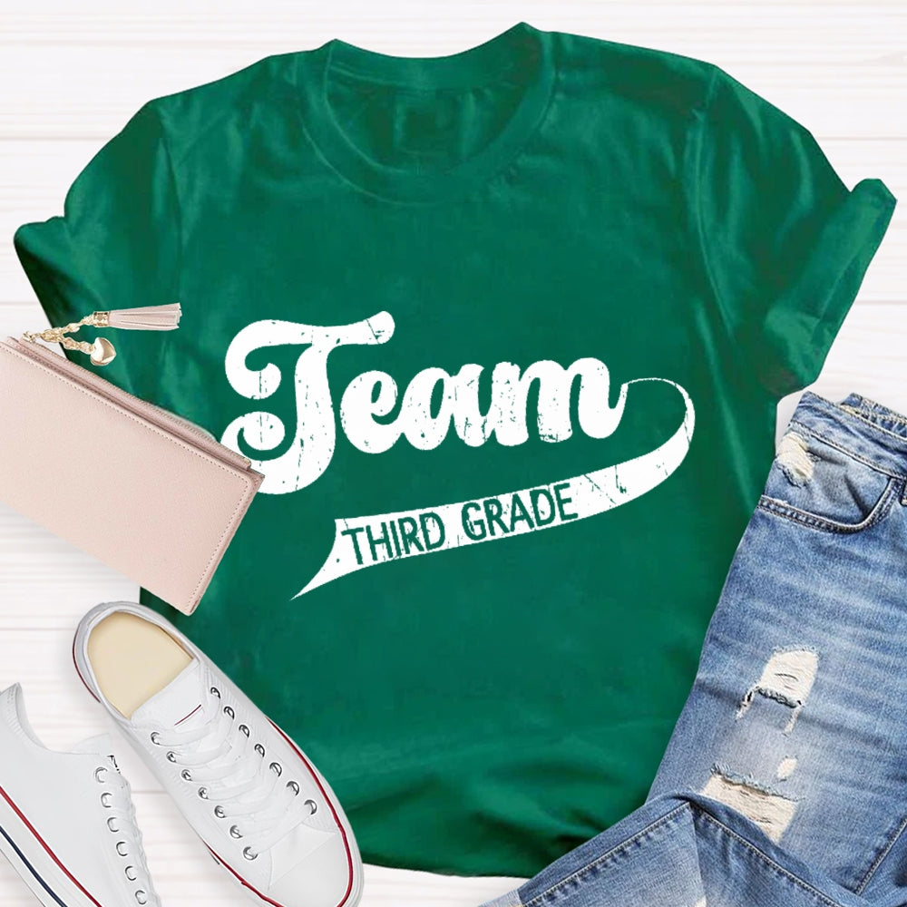 Personalized Grade Third Grade Team letter T-shirt