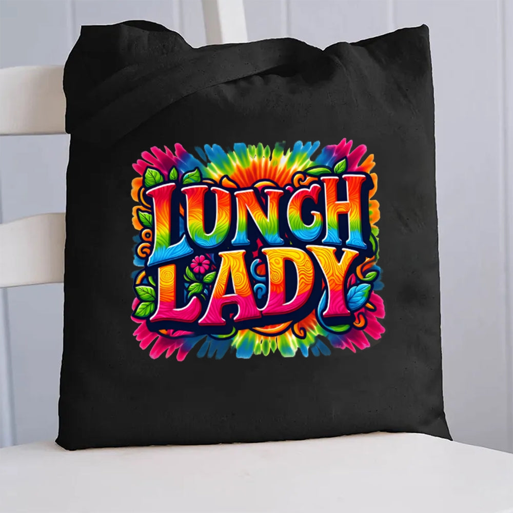 Lunch Lady Colorful Tie-Dye Canvas Tote Bag