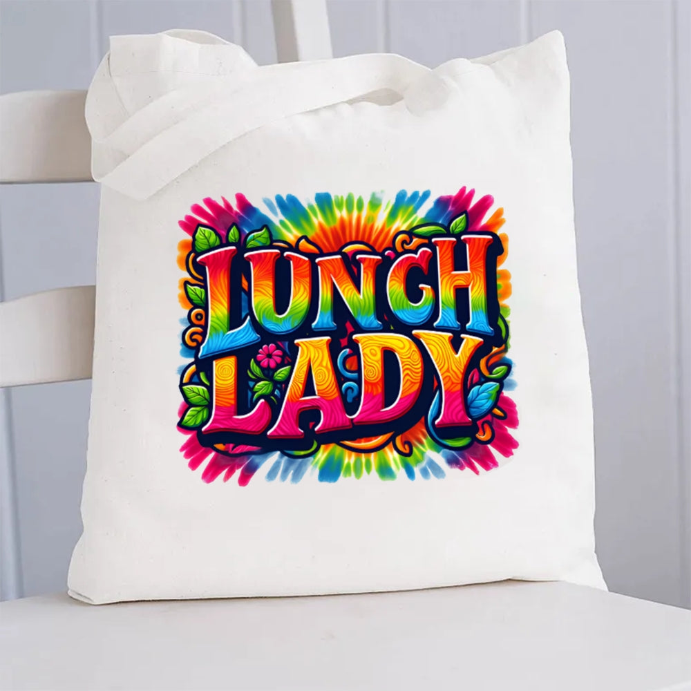 Lunch Lady Colorful Tie-Dye Canvas Tote Bag