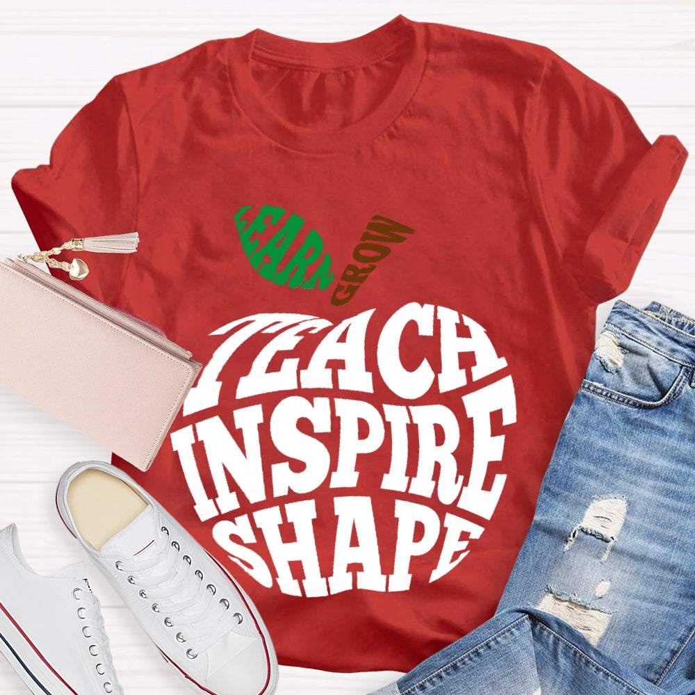 Grow Learn Teach Inspire Shape T-shirt