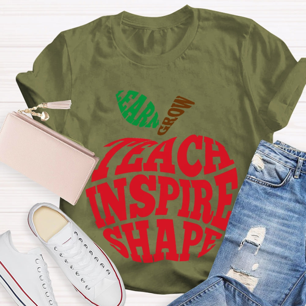 Grow Learn Teach Inspire Shape T-shirt