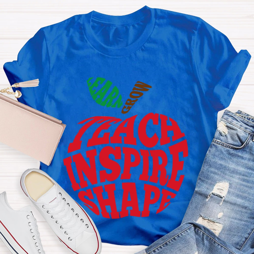 Grow Learn Teach Inspire Shape T-shirt