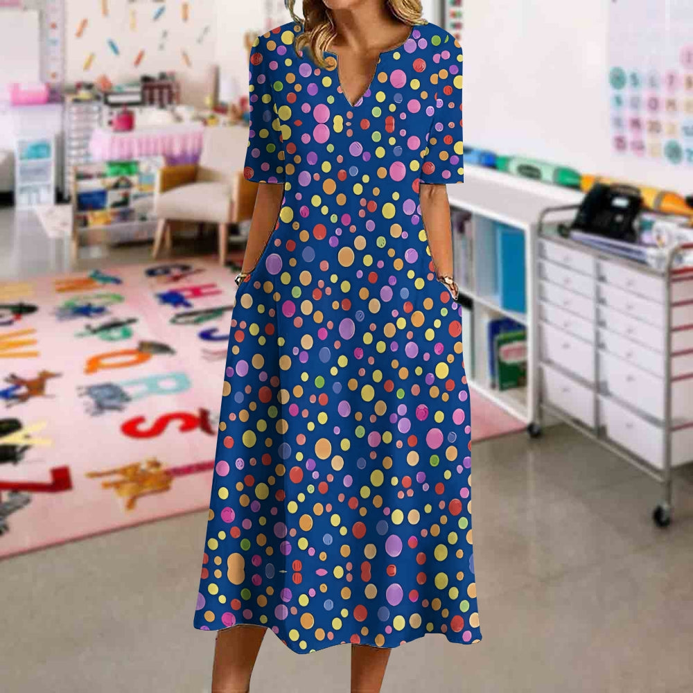 Elegant Simple Polka Dot Print Dress