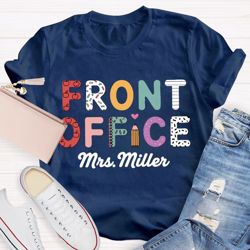 Personalized Name Front Office Colored Letters T-shirt