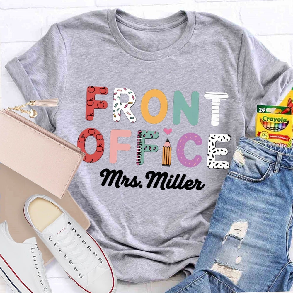 Personalized Name Front Office Colored Letters T-shirt