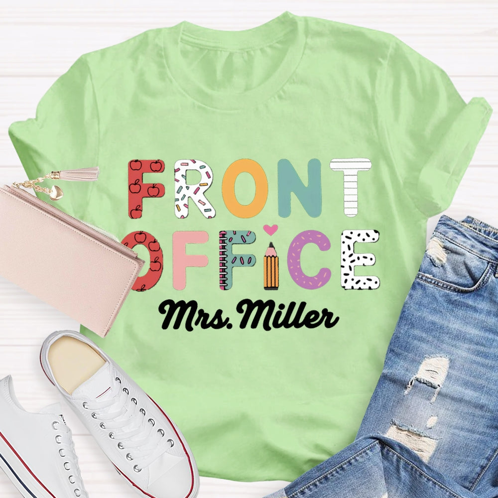 Personalized Name Front Office Colored Letters T-shirt
