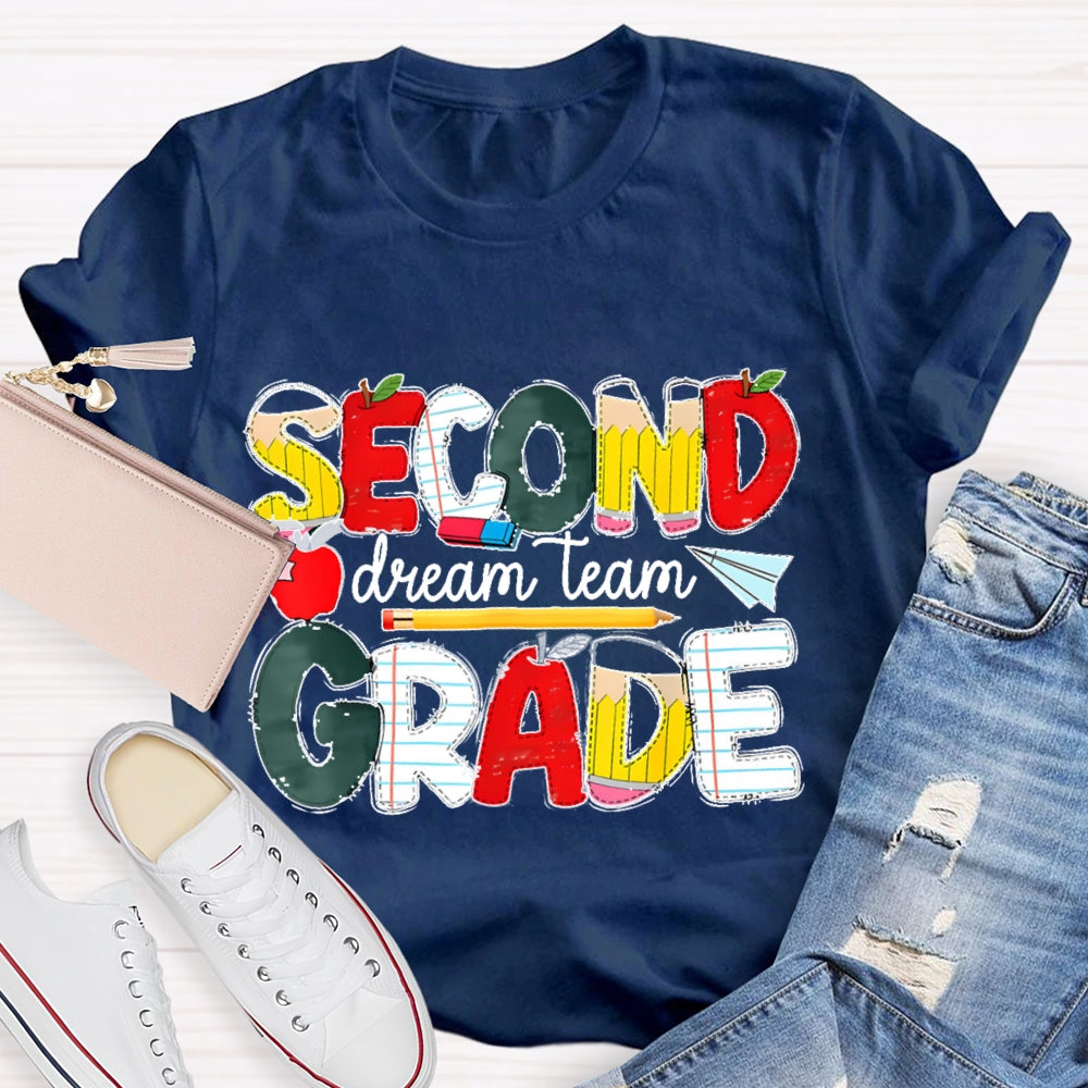 Personalized Grade Dream Team Grade Teacher Kids Back To School Cool T-shirt