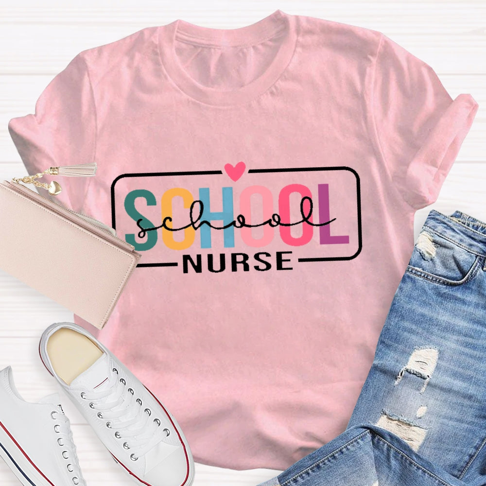 School Nurse Double Funny Letters Print T-shirt