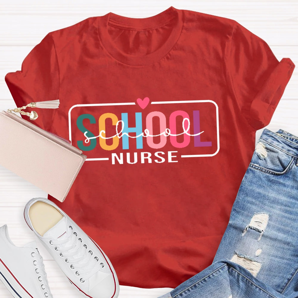 School Nurse Double Funny Letters Print T-shirt