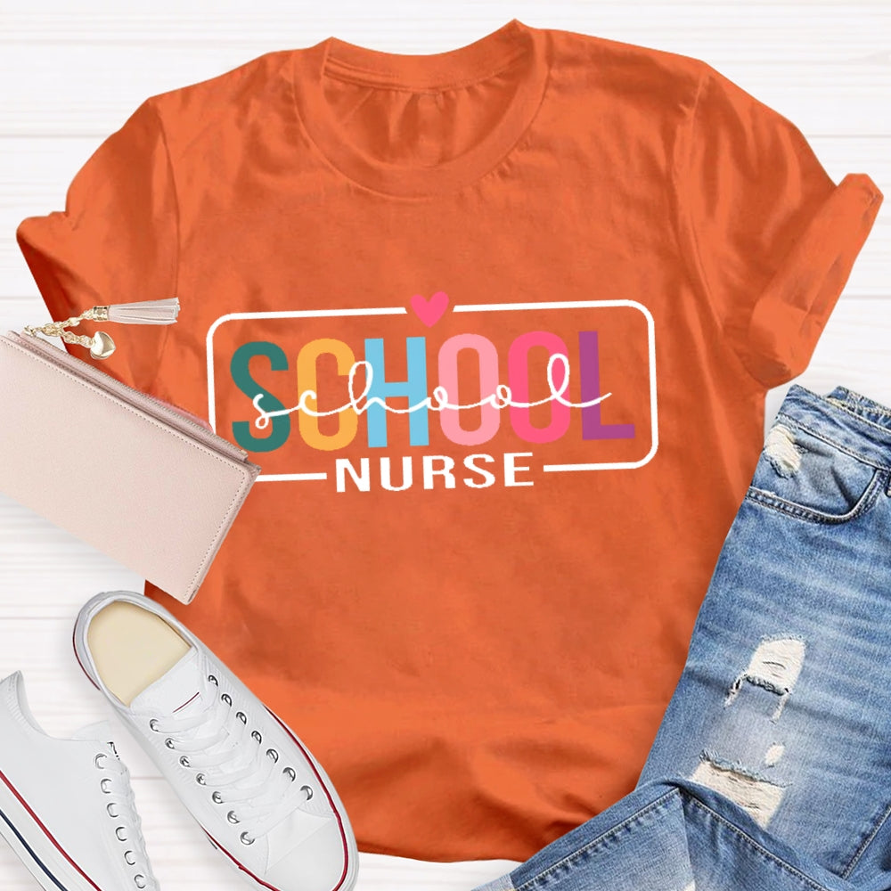 School Nurse Double Funny Letters Print T-shirt