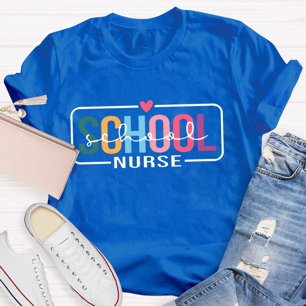 School Nurse Double Funny Letters Print T-shirt
