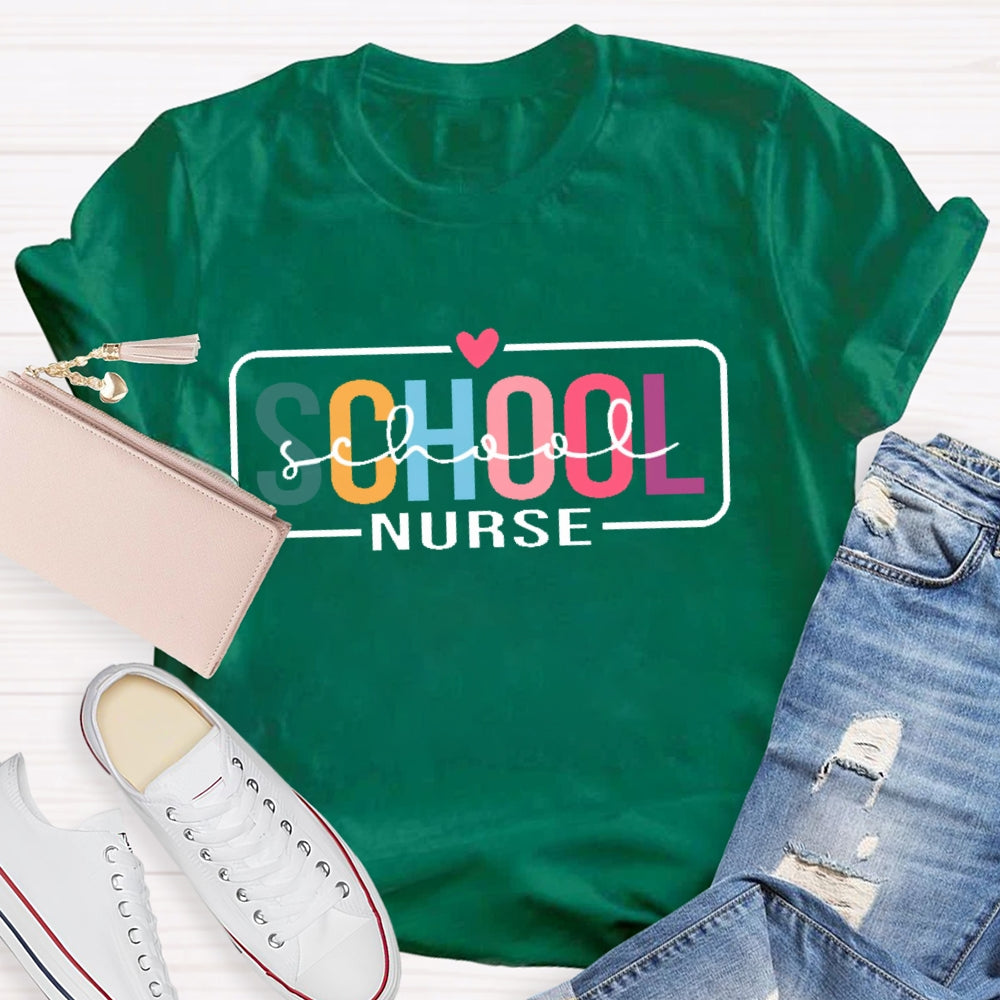 School Nurse Double Funny Letters Print T-shirt