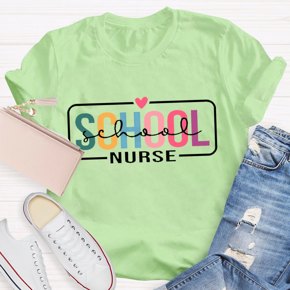 School Nurse Double Funny Letters Print T-shirt