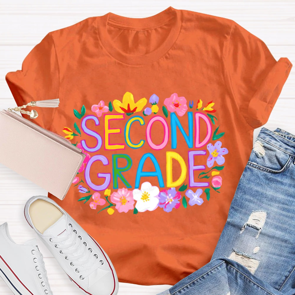 Personalized Grade Second Grade Funny Letter Print T-shirt