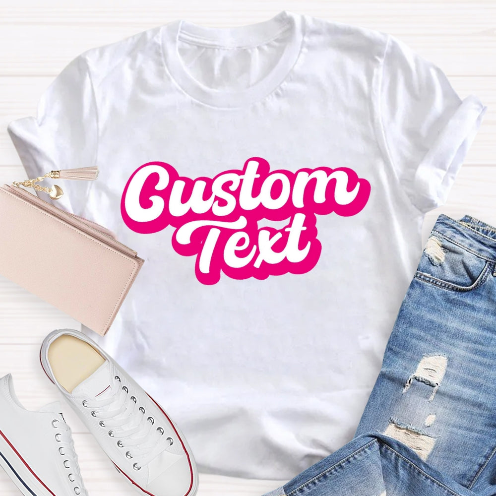Personalized Text Pink Letter Printed T-shirt
