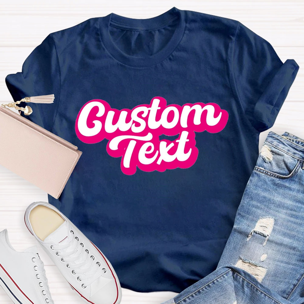 Personalized Text Pink Letter Printed T-shirt