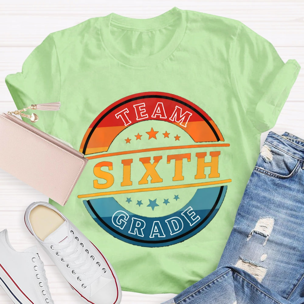 Personalized Grade Sixth Grade Team Colorblock Gradient Print T-shirt