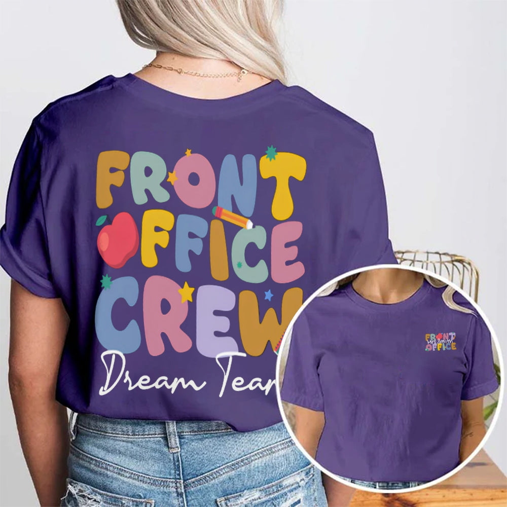 Personalized Name Front Office Crew Dream Team Double Printed T-shirt