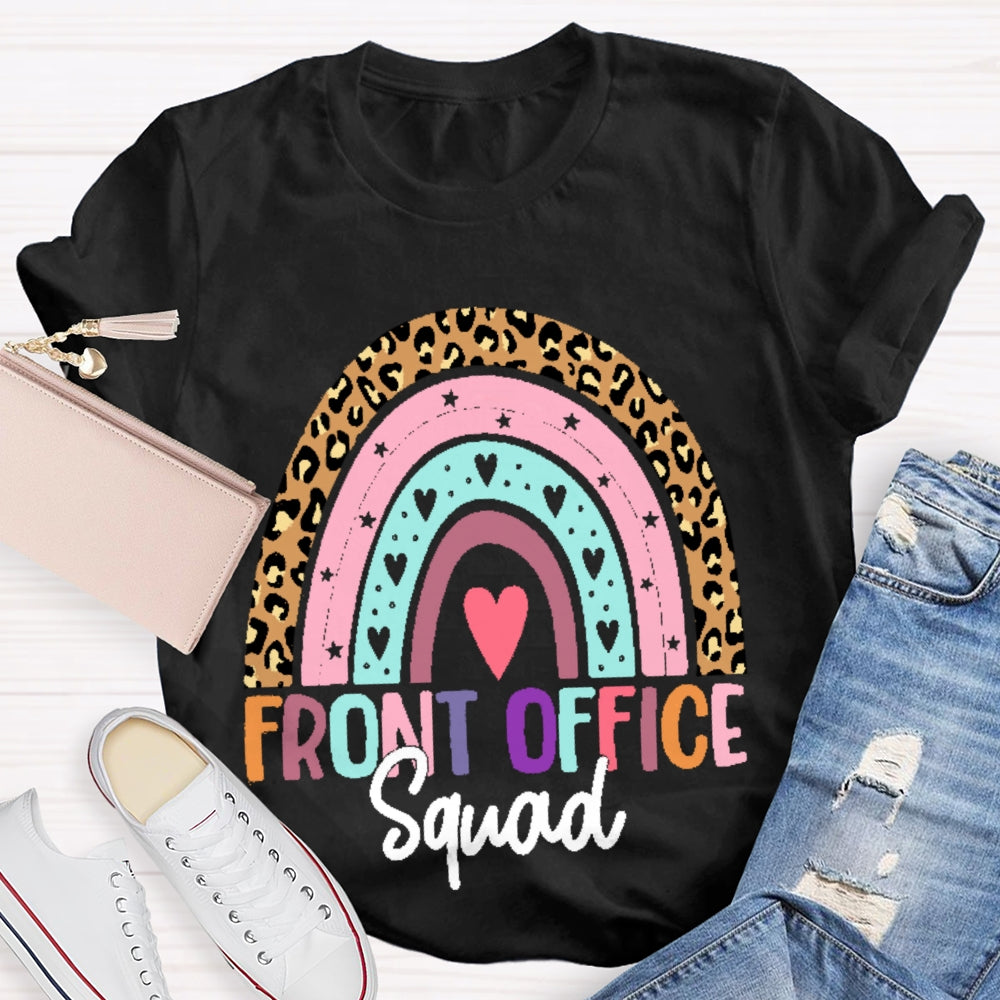 Front Office Squad Rainbow Leopard Print T-shirt